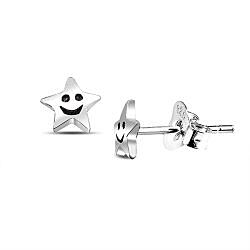 Wholesale Silver Sterling Smiley Star Oxidized Stud Earrings