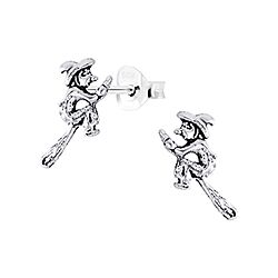 Wholesale 925 Silver Man Broomstick Oxidized Stud Earrings