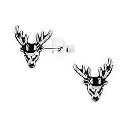 Wholesale 925 Silver Deer Head Oxidized Stud Earrings