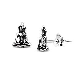 Wholesale 925 Silver Buddha Oxidized Stud Earrings