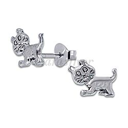 Wholesale Silver 925 Tiny Cat Oxidized Stud Earrings