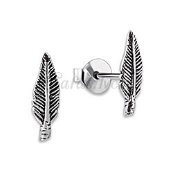 Wholesale 925 Silver Fine Leaf Oxidized Stud Earrings