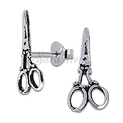 Wholesale Silver Sterling Tailor Scissor Oxidized Stud Earrings