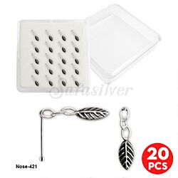 Oxidized Silver Hanging Dangling Leaf Nose Studs Wholesale