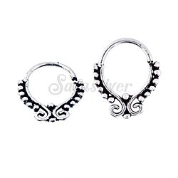 Oxidized Silver Nose Piercing Septum Oval Design with Dots