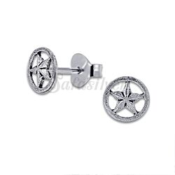 Wholesale 925 Silver Round Star Oxidized Stud Earrings