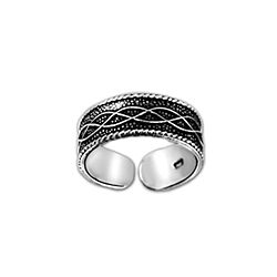 Wholesale 925 Silver Oxidized Woven Toe Ring