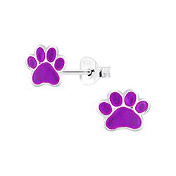 Wholesale 925 Sterling Silver Violet Paw Kids Stud Earrings 