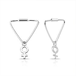 Hoop With Female Symbol Gender sign Charm 925 Sterling Silver