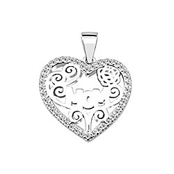 Wholesale Silver Cubic Zirconia Mom Heart Pendant