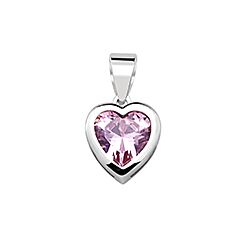 Wholesale Silver Pink Cubic Zirconia Bezel Heart Pendant