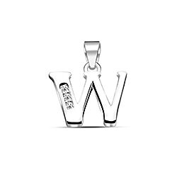 Wholesale Silver Cubic Zirconia W Letter Pendant 