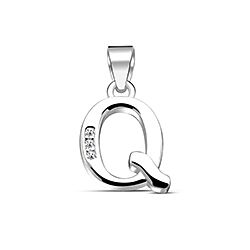 Wholesale Silver Cubic Zirconia Q Letter Pendant 