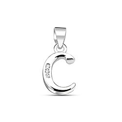 Wholesale Silver Cubic Zirconia C Letter Pendant 