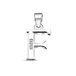 Wholesale Silver Cubic Zirconia F Letter Pendant