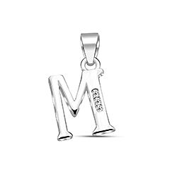 Wholesale Silver Cubic Zirconia M Letter Pendant