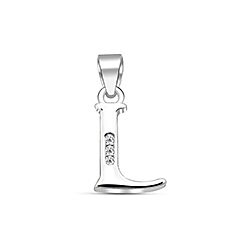 Wholesale Silver Cubic Zirconia L Letter Pendant