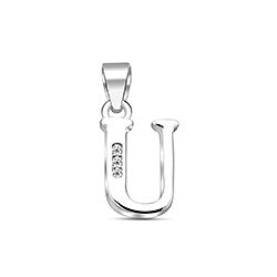 Wholesale Silver Cubic Zirconia U Letter Pendant