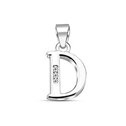 Wholesale Silver Cubic Zirconia D Letter Pendant