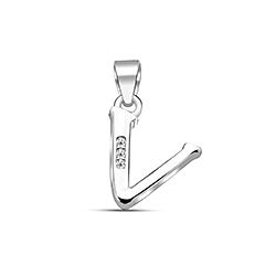 Wholesale Silver Cubic Zirconia V Letter Pendant