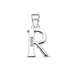 Wholesale Silver Cubic Zirconia R Letter Pendant