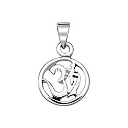 Wholesale 925 Silver Round Om Plain Pendant