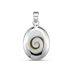 Wholesale Silver Shell Oval Shiva Eye Pendant