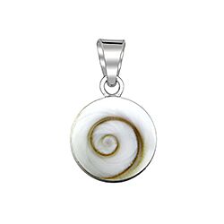 925 STERLING SILVER SHIVA EYE SHELL ROUND PENDANT