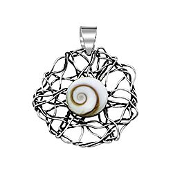 Wholesale 925 Sterling Silver  Shell Wrapped Flower Shiva Eye Pendant