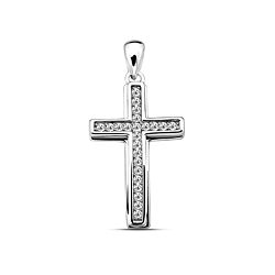 Wholesale 925 Sterling Silver Cross Cubic Zirconia Pendant