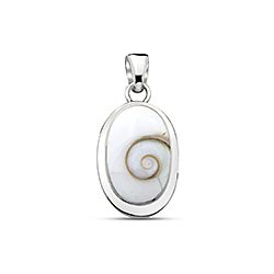 Silver Oval Shape Shiva Eye Shell Pendant