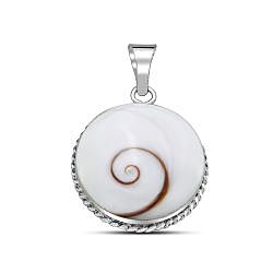 Wholesale 925 Sterling Silver Shell Rope Border Round Shiva Eye Pendant