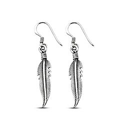 Wholesale 925 Sterling Silver Dangling Oxidized Leaf Plain Earring