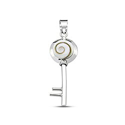 Sterling Silver Key Design Shiva Eye Pendant 