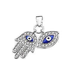 Wholesale Silver Blue Hamsa Hand Evil Eye Pendant