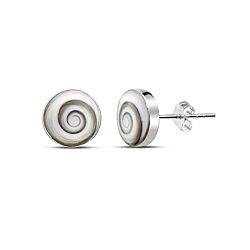 Wholesale Silver 10mm Round Shiva Eye Shell Stud Earrings