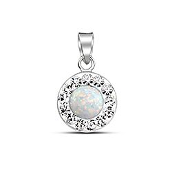 Silver White Opal Crystal Semi Precious Pendant