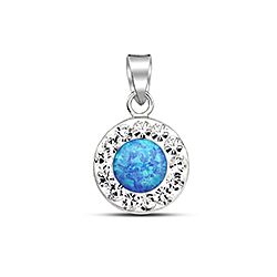 Silver Blue Opal Crystal Semi Precious Pendant