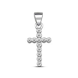 Pave CZ Stone Sterling Silver Cross Pendant