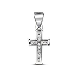 Silver Pave Cubic Zirconia Cross Pendant