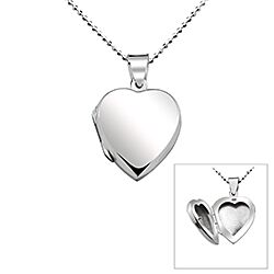 Wholesale 925 silver heart locket pendant flat necklace chain 