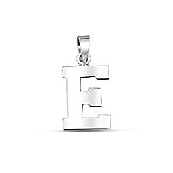 Plain Silver Initial Letter Pendant E