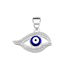 Wholesale Silver CZ Blue Evil Eye Pendant