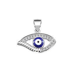 Wholesale Sterling Silver CZ Blue Evil Eye Pendant