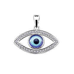 Wholesale Silver Cubic Zirconia Blue Evil Eye Pendant