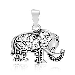 Wholesale 925 Sterling Silver Jaali Elephant Plain Pendant