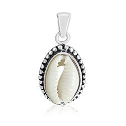 Wholesale 925 Sterling Silver Oxidized Cowrie Shell Plain Pendant