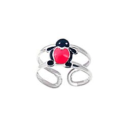 Wholesale 925 Sterling Silver Penguin Design Enamel Toe Ring