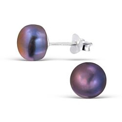 Wholesale 925 Silver Amethyst Freshwater Pearl Stud Earrings