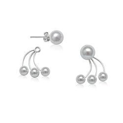 Wholesale 925 Silver white jacket Pearl Stud Earrings